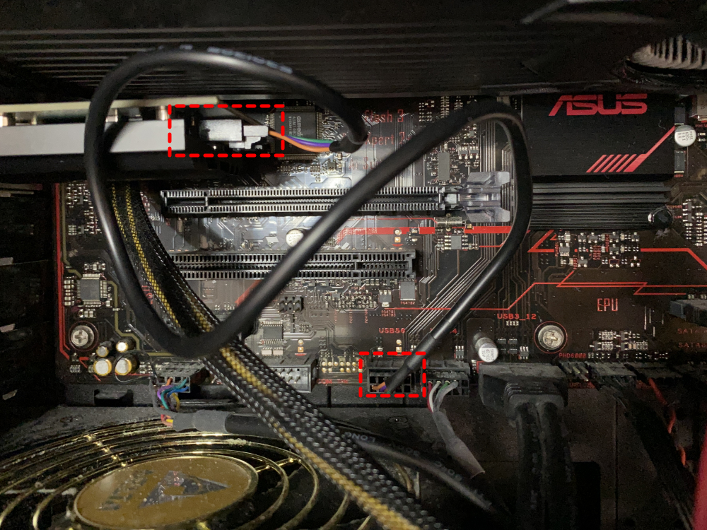 ASUS PCE-AX58BTとマザーボードを接続