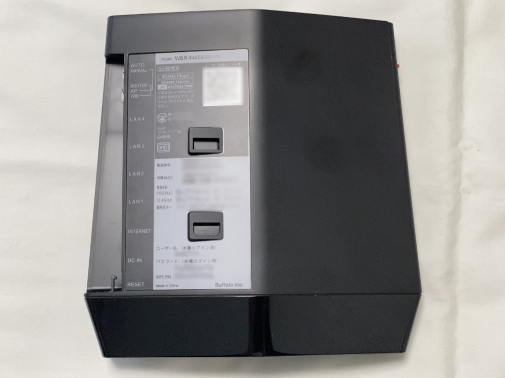 バッファローWSR-5400AX6 本体背面