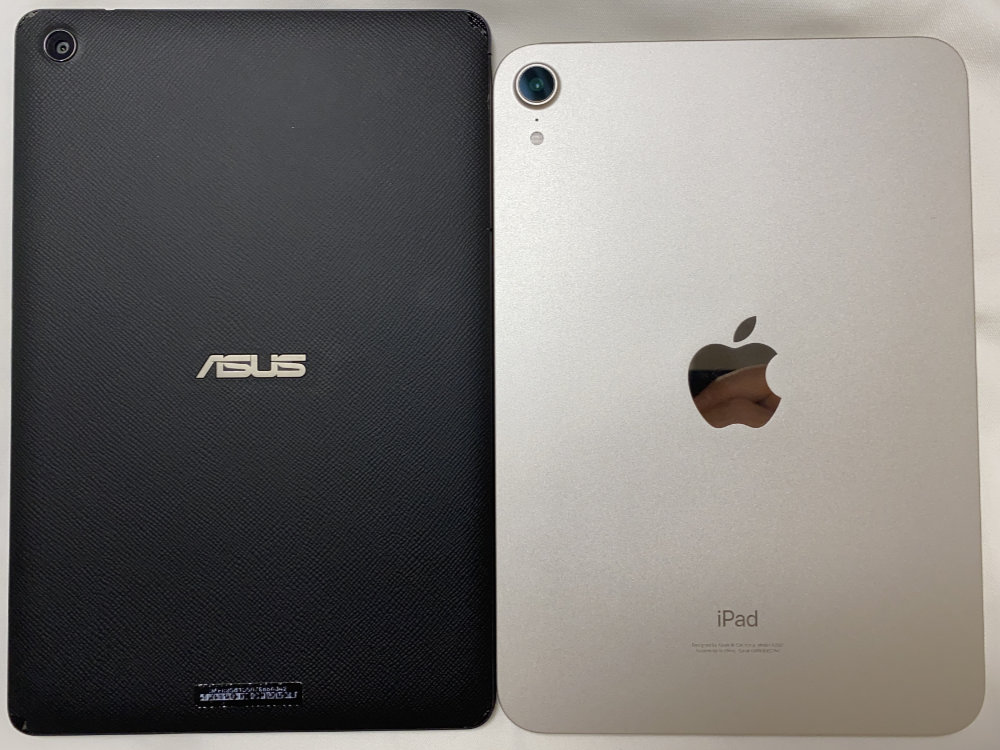 iPad mini(第6世代)とASUS ZenPad 3 8.0 (Z581KL) 背面